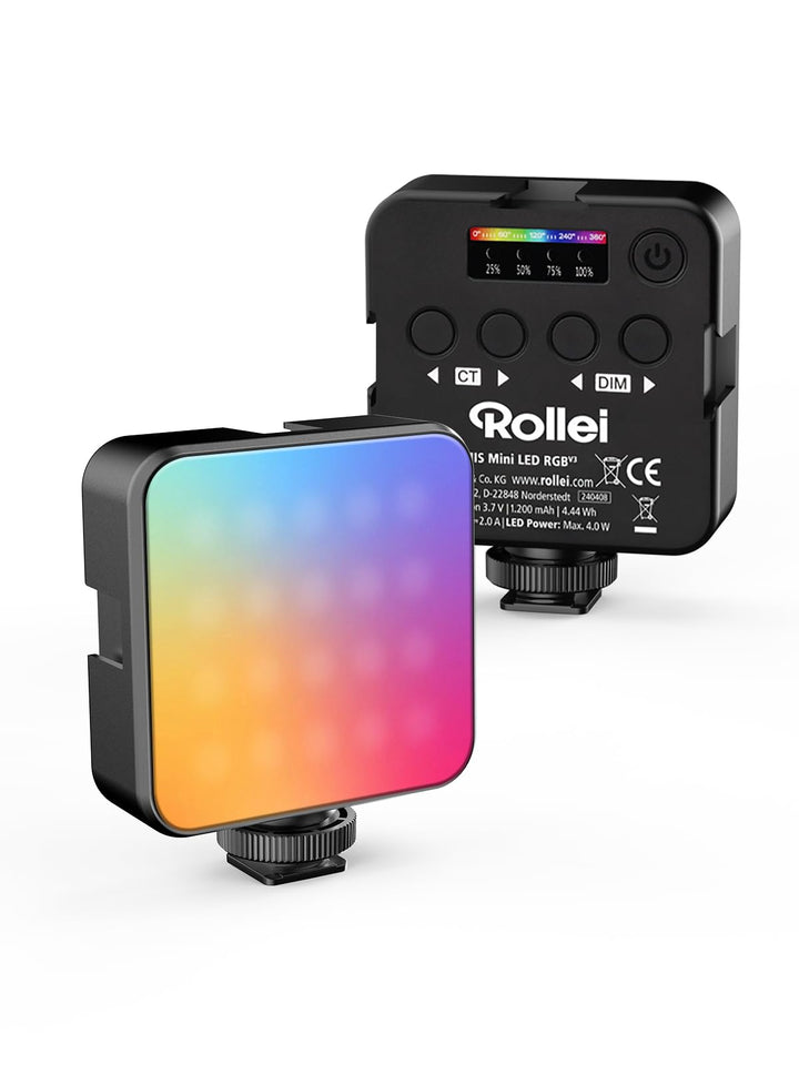 Rollei Lumis Mini RGB-Color LED-Dauerlicht, Videoleuchte mit 60 LED´s, 2500-9000K,6 W, 200 lux (0.5m
