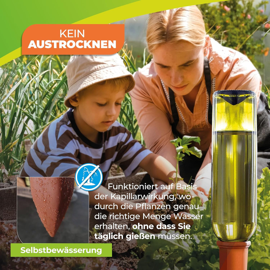 BioGreen 40er-Set Bewässerungssystem Hydro Wine für Balkon- und Kübelpflanzen | Tonkegel passend für
