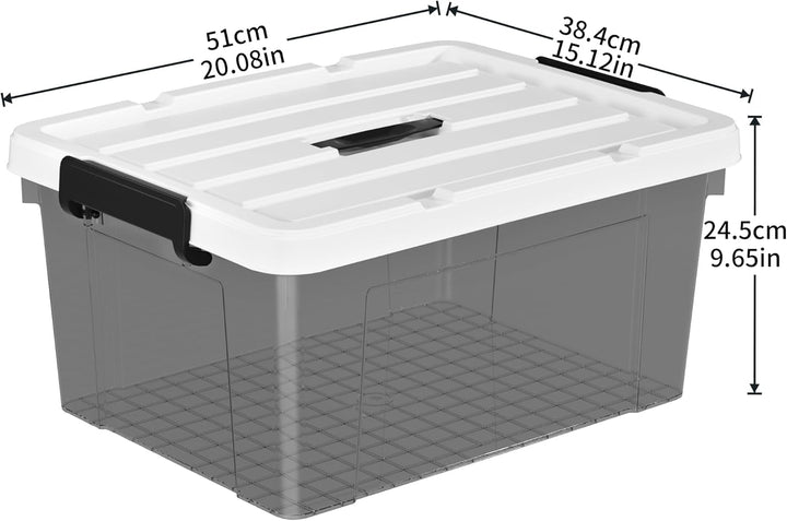 Cetomo,35L,3er-Pack, Aufbewahrungsbox mit deckel,Aufbewahrungsboxen, mit Clips, stapelbar, Wohnzimme