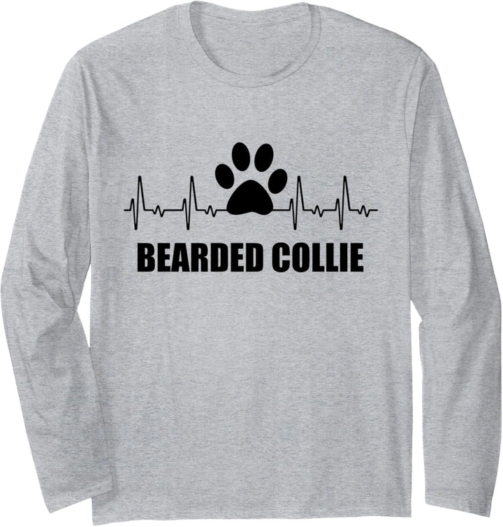Hundefreunder, Herzschlag - Bearded Collie Langarmshirt