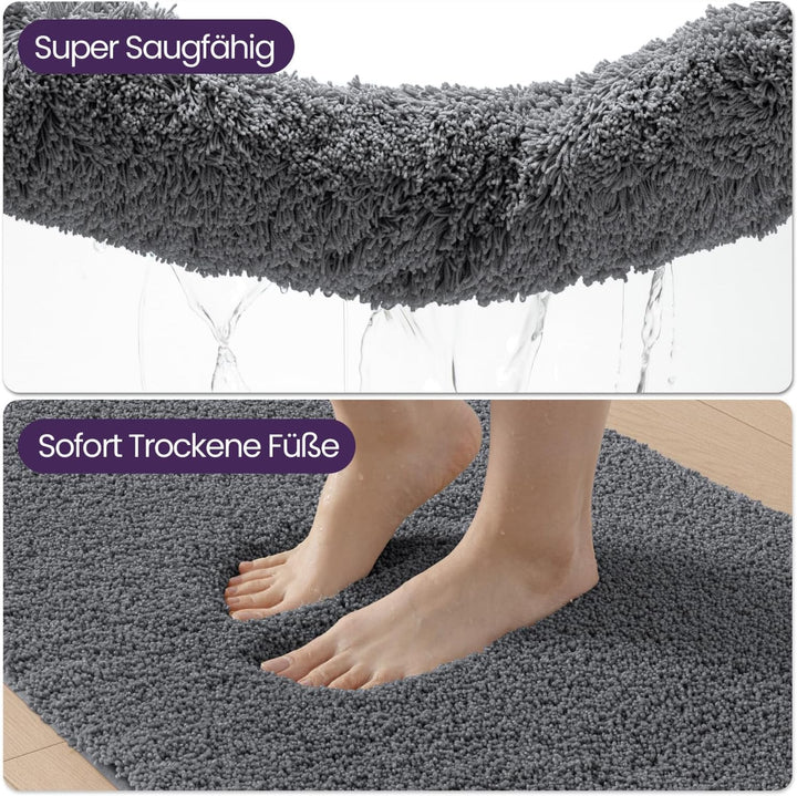 DEXI Badezimmerteppich 50 x 80 cm, Badematte rutschfest Saugfähig, Flauschig und Extra Dick, Badvorl
