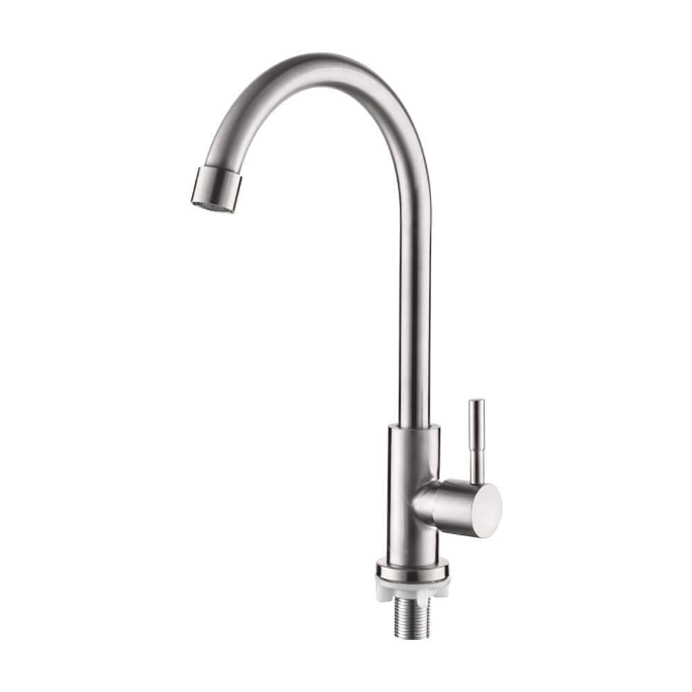 IBERGRIF Kaltwasserhahn Küche, Küchenarmatur Edelstahl, 360° schwenkbar, Küchenarmatur mit 50cm Ansc