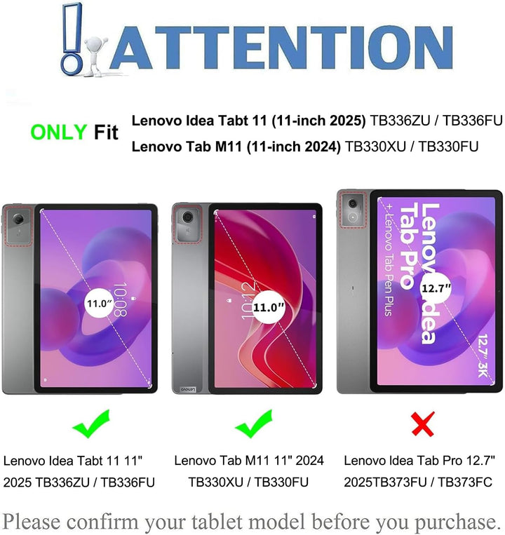 Tastatur Hülle für Lenovo Idea Tab 11 Zoll Tablet 2025 / M11 11 Zoll 2024, 9H Härte Schutzfolie, Sli