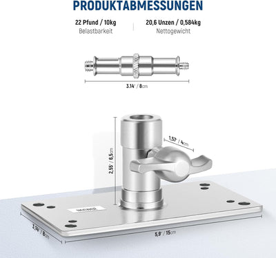 NEEWER 3,34" Wand Deckenhalterung 5/8" Baby Pin Bolzen mit 1/4" Gewinde, 10 Schrauben, Fotografie Fo