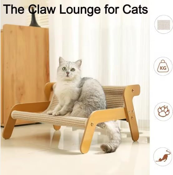 Lupo &amp; Felix 2-in-1 Katzenhängematte und Kratzbrett aus Holz – Ergonomisches Katzenbett &amp; Kratzmöbel