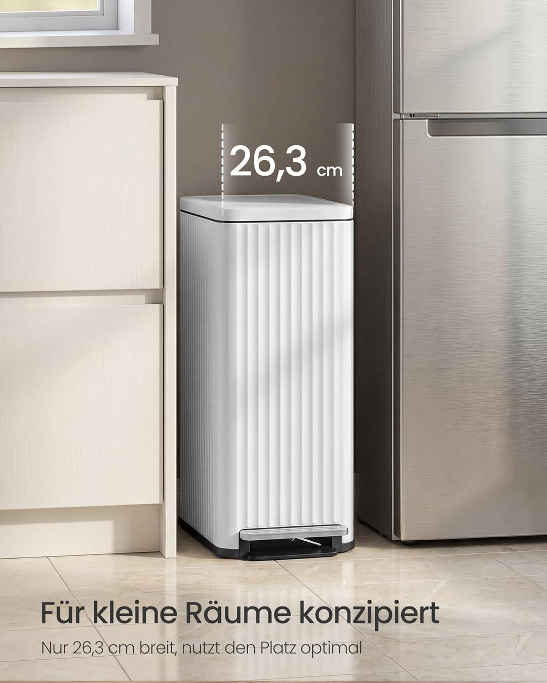 SONGMICS Mülleimer Küche, 50 L Abfalleimer mit Pedal, Tretmülleimer mit Deckel, Softclose, herausneh