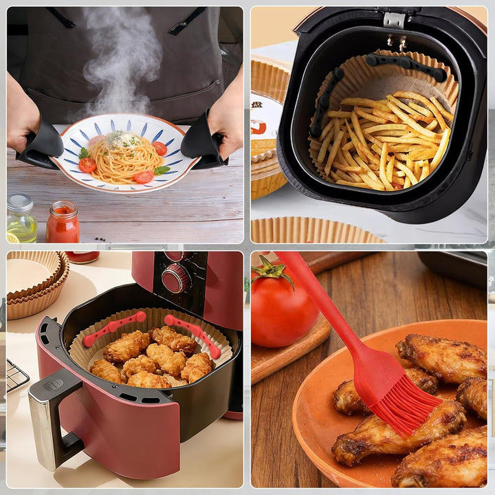 11 Stück Magnete für Airfryer Backpapier - Silikon Befestigung für Heissluftfritteuse Zubehör,12cm L