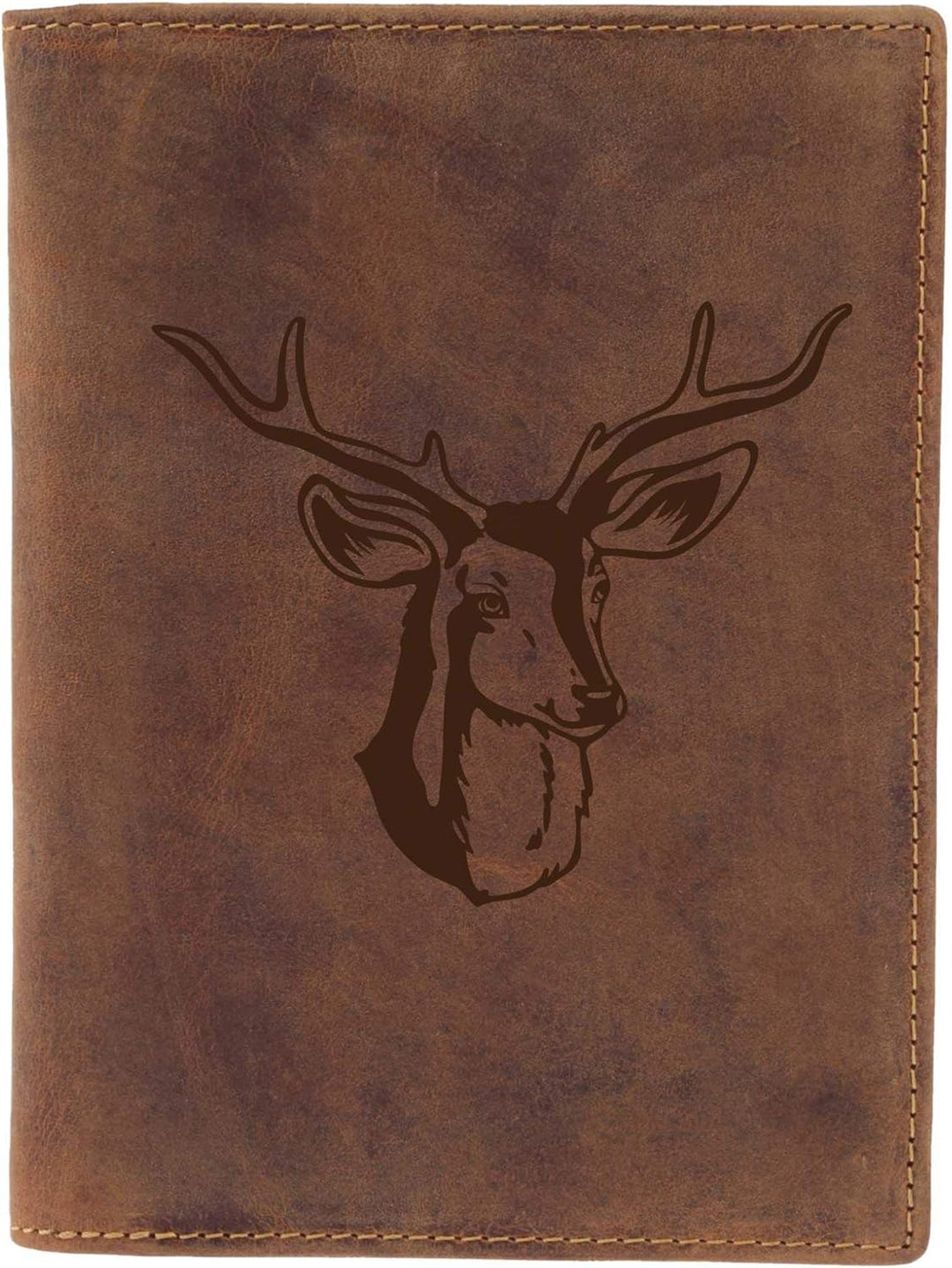 Greenburry Leder-Jagdscheinmappe mit Hirsch-Motiv - Leder Ausweisetui - 16,5x12x1 cm