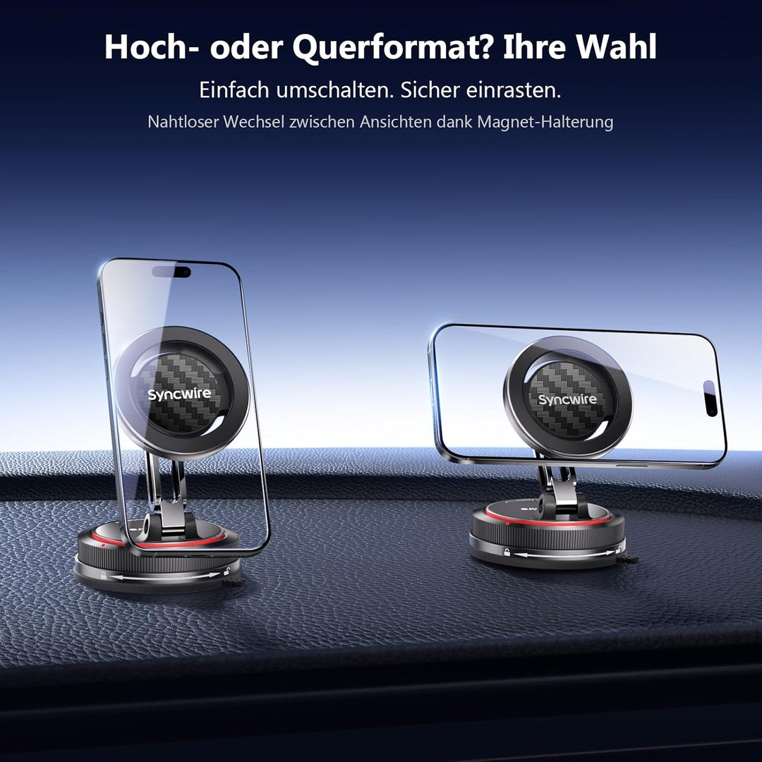 SYNCWIRE Magnetische Auto Handyhalterung für MagSafe [2-Achsen Design], Nano Klebegel + Saugnapf für