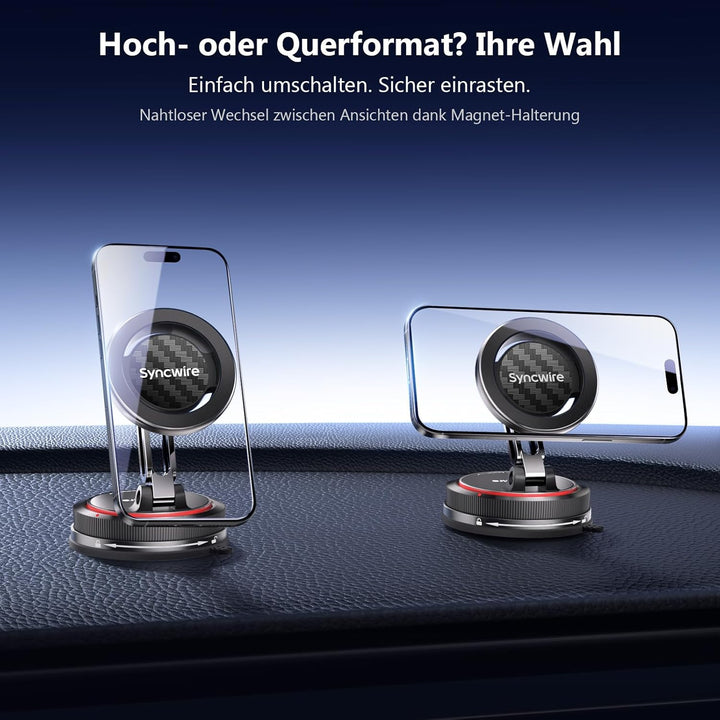 SYNCWIRE Magnetische Auto Handyhalterung für MagSafe [2-Achsen Design], Nano Klebegel + Saugnapf für