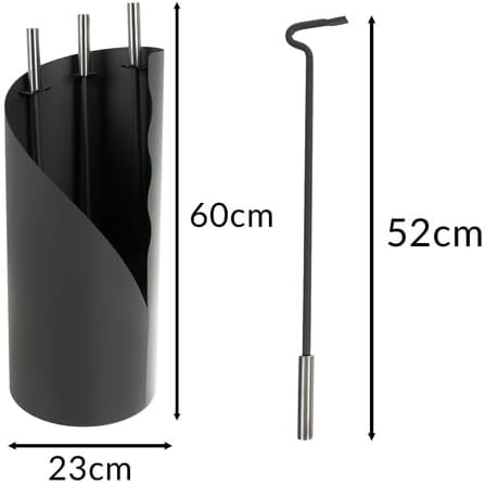 Kaminbesteck Kaminzubehör Set Kaminwerkzeug Ofenbesteck Anthrazit 4-in-1-Set mit Besen, Schaufel, Ei