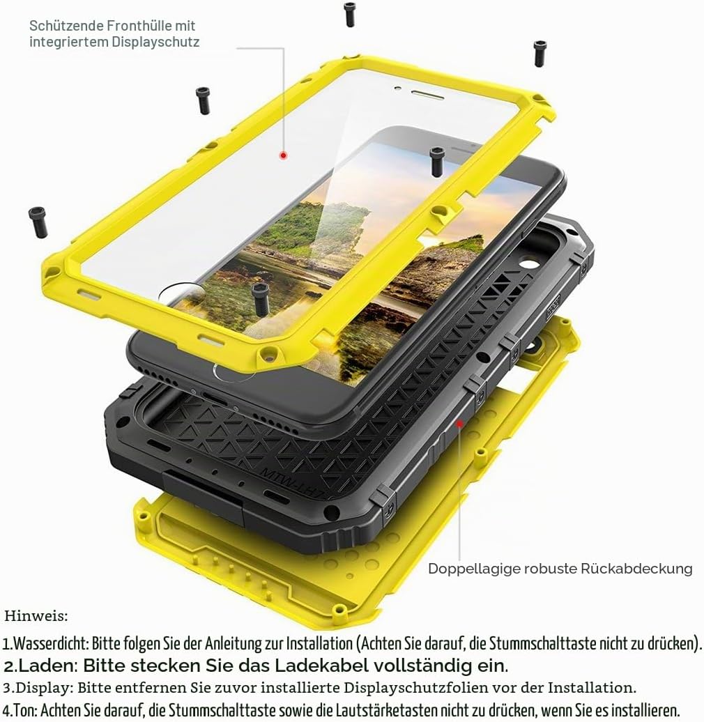 Beeasy für iPhone 8/7 Hülle, iPhone SE 2020/2022 Hülle Wasserdicht Outdoor Stossfest Handyhülle Mili