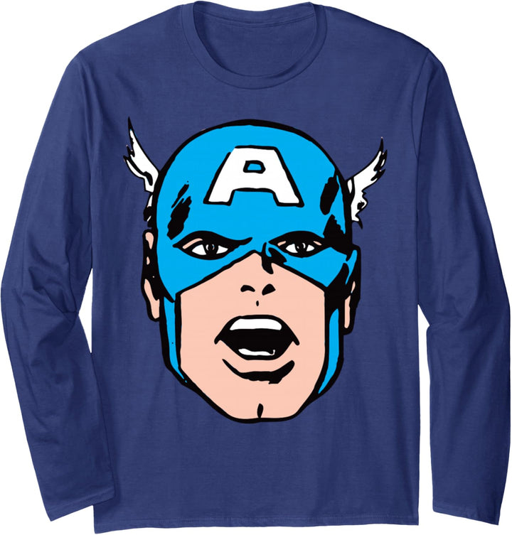 Marvel Captain American Big Face Langarmshirt