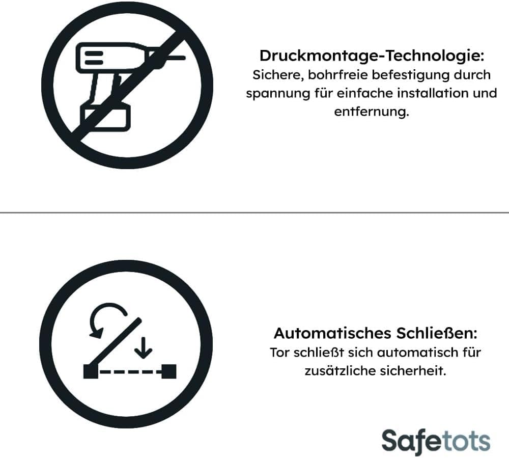 Bettacare Auto Close Haustiergitter, 147cm - 154cm, Weiss, Druckmontage-Treppengitter für Hunde & We