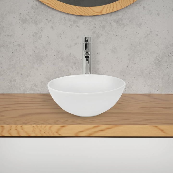 ML-Design Waschbecken aus Keramik in Weiss glänzend, Ø 28x11,6 cm, Runde Aufsatzwaschbecken, Moderne