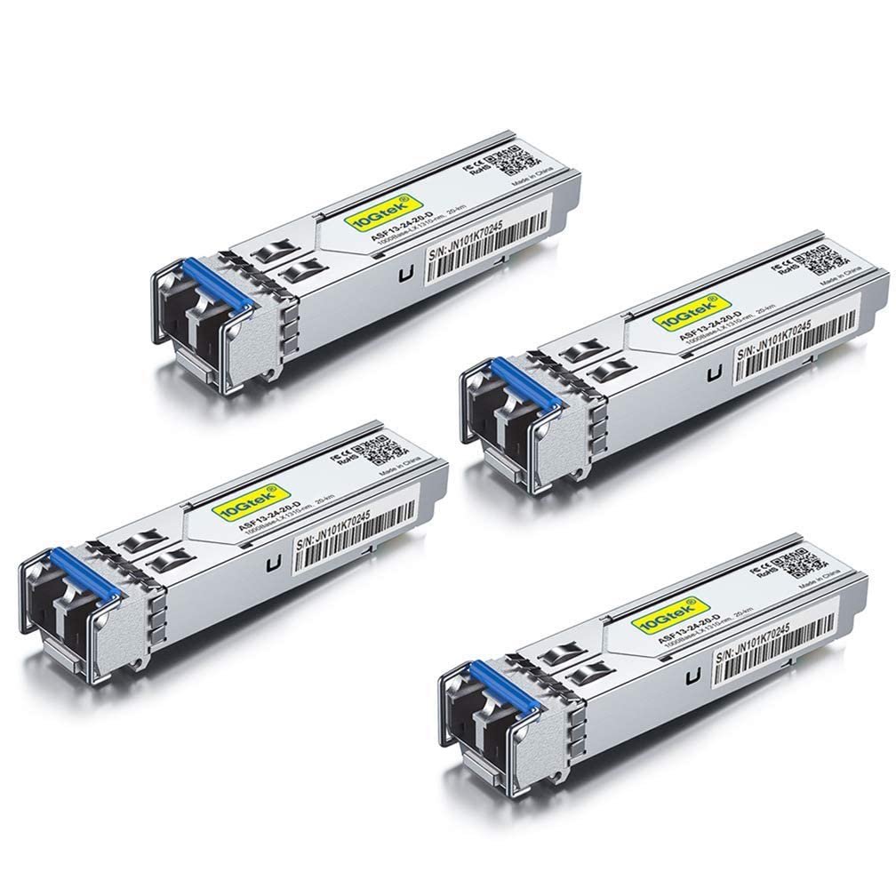 [4 Stück] 1G SFP LX Singlemode Mini Gbic Modul, 1000Base-LX LC Transceiver Kompatibel für Cisco GLC-