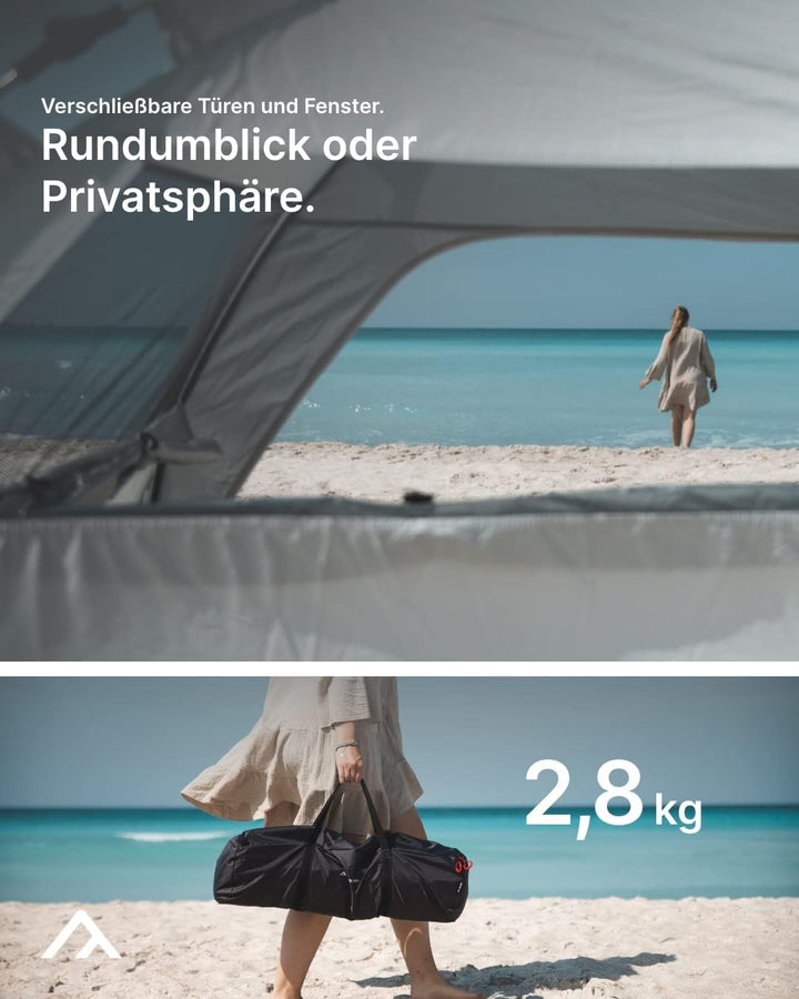 qeedo Quick Palm Strandmuschel mit UV-Schutz (UV80) & kleinem Packmass - Leichtes, schnell aufzubaue