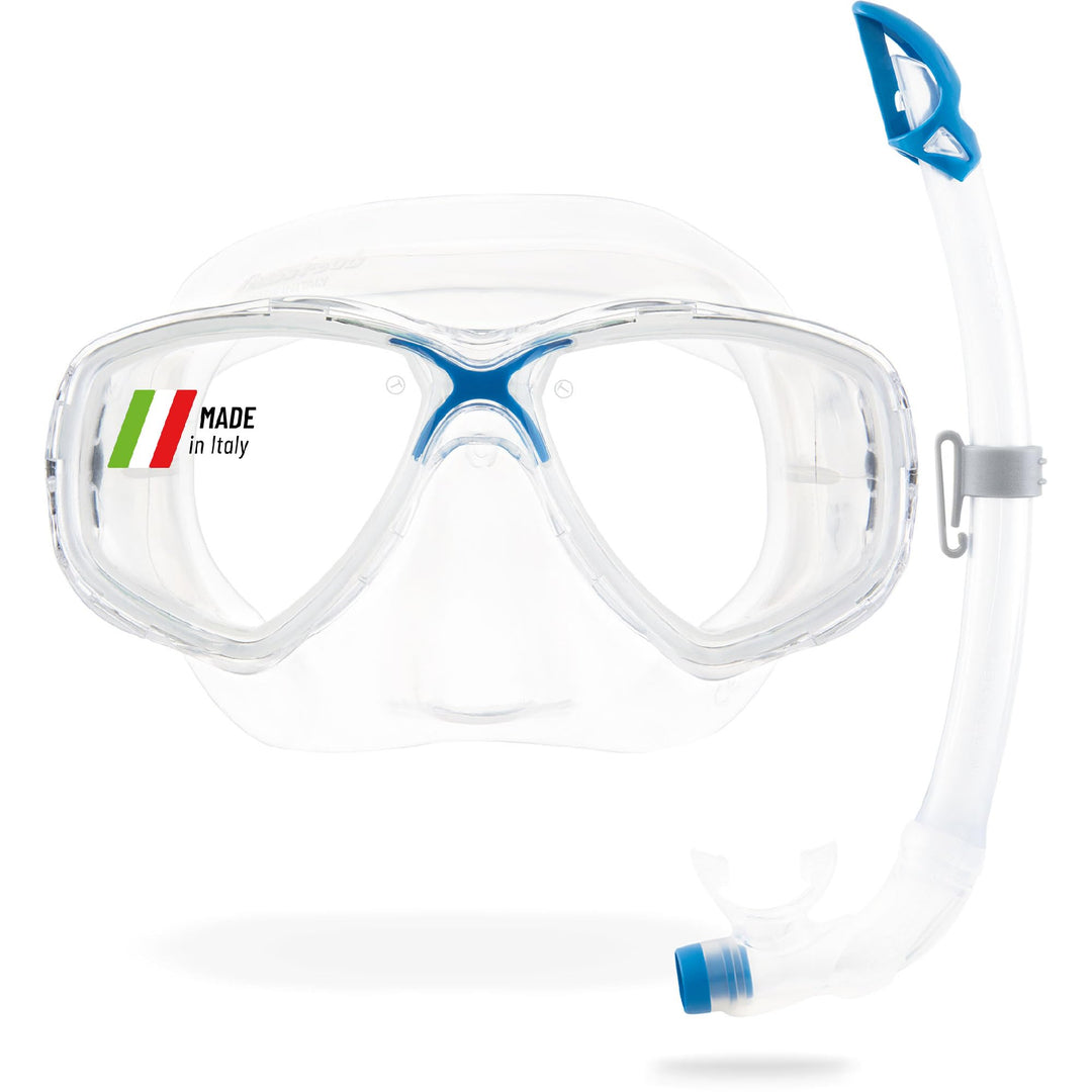 Cressi C/Set Marea VIP (New) Schnorchel Uni Transparent/Blau, Uni Transparent/Blau