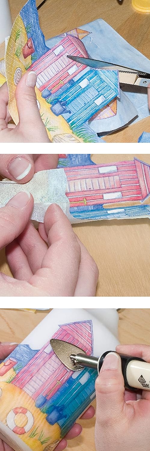 Pebaro 0277 Geschenkset zum Verzieren von Kerzen inkl. Kerzenkolben, Minibügeleisen, Messingbürste,