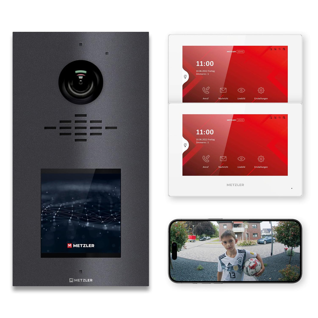 Metzler Video Türsprechanlage mit HD-Kamera und IPS-Touchdisplay Eisenglimmer Db 703 mit Nachtsicht