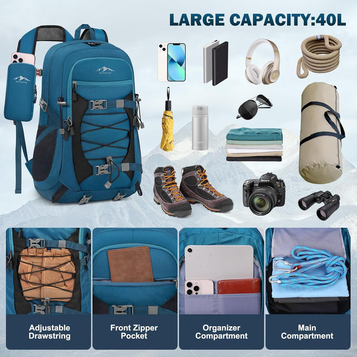 RAINSMORE Wanderrucksack Herren Damen 40L Rucksack Wasserdicht Gross Reiserucksack Leicht Faltbarer