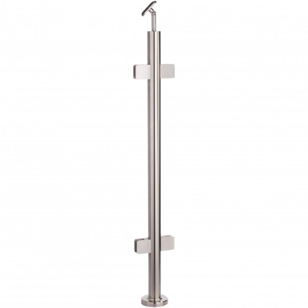 Sellon24 Glaspfosten Ø42,4 mm Edelstahl AISI 304 geschliffen satiniert, geschweisst, für Glasgelände