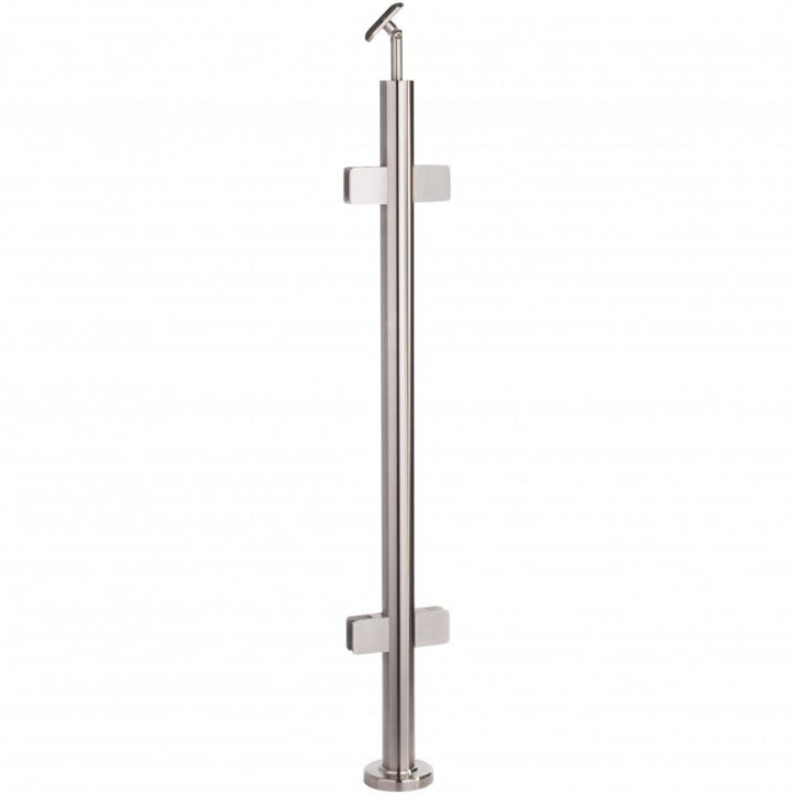 Sellon24 Glaspfosten Ø42,4 mm Edelstahl AISI 304 geschliffen satiniert, geschweisst, für Glasgelände