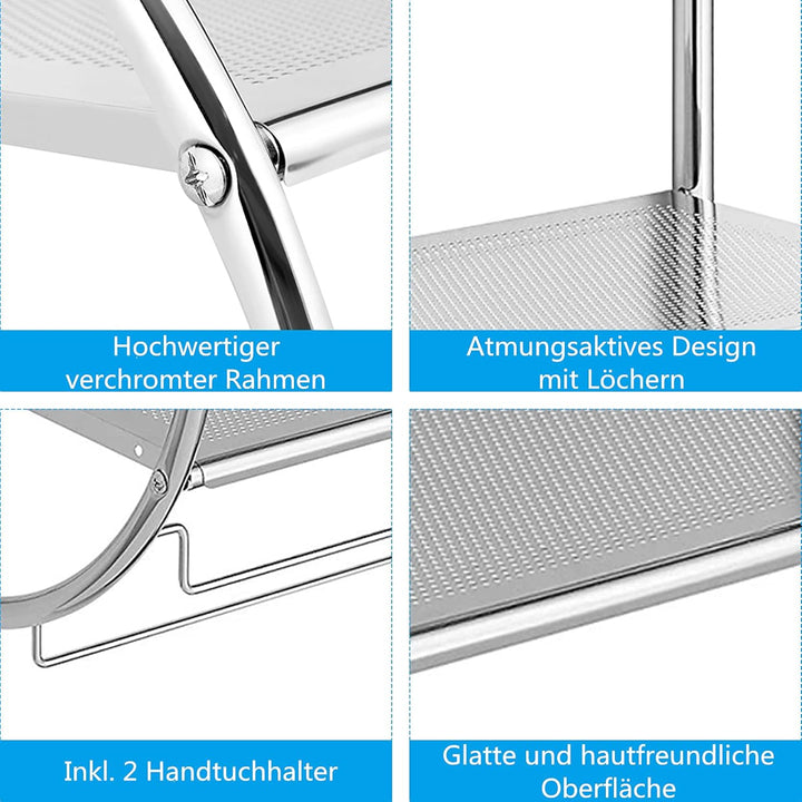 RELAX4LIFE Badregal Rostfrei, platzsparendes Duschregal mit 2 Ebenen & 2 Handtuchhalter, Handtuchstä