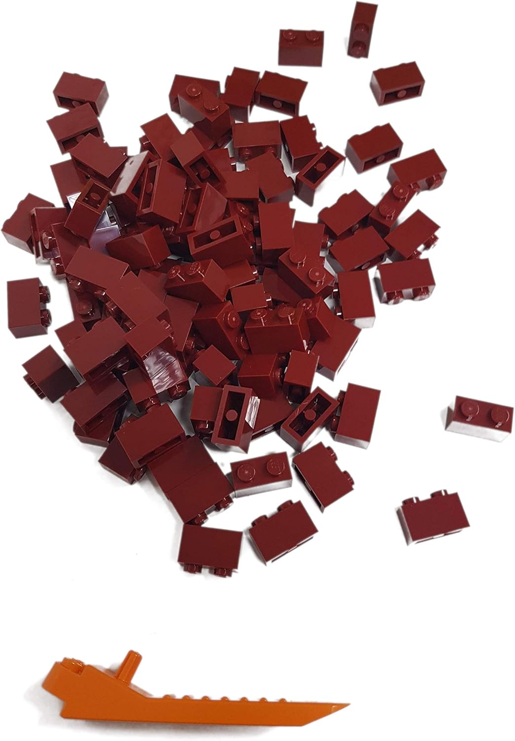 LEGO Classic 100 Stück 1x2 Steine (3004) mit Steinetrenner (dunkelrot)
