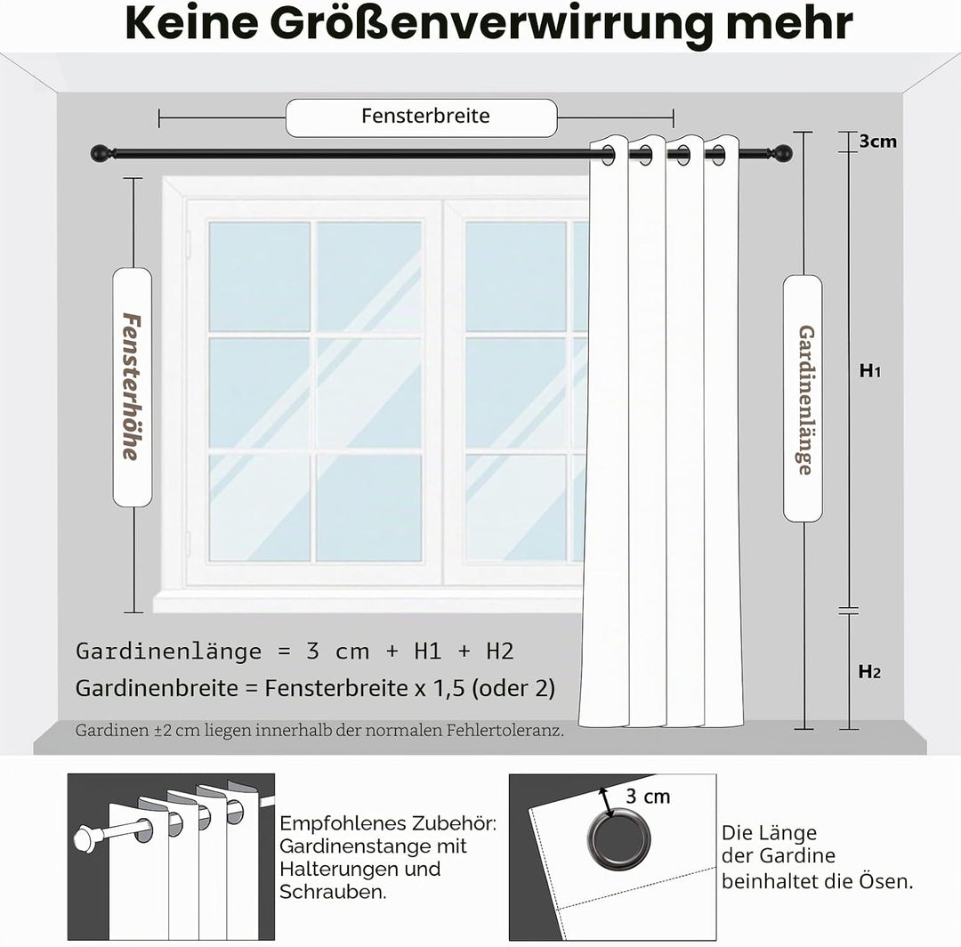 MRTREES Voile Gardinen Vorhang halbtransparent kurz mit Ösen in Leinenoptik Stores Gardinen Schals f