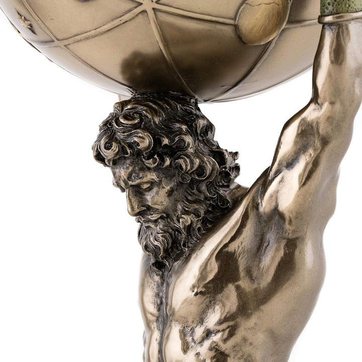 Atlas Skulptur H 31,8 cm Griechische Gott von Himmel und Astronomie Desktop Büro Statue mit versteck