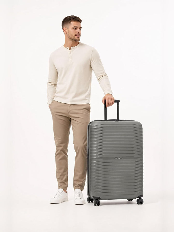 Stratic Shine Koffer gross | Trolley hergestellt aus Bruch- &amp; Kratzfestem Polypropylen mit 4 Rollen,