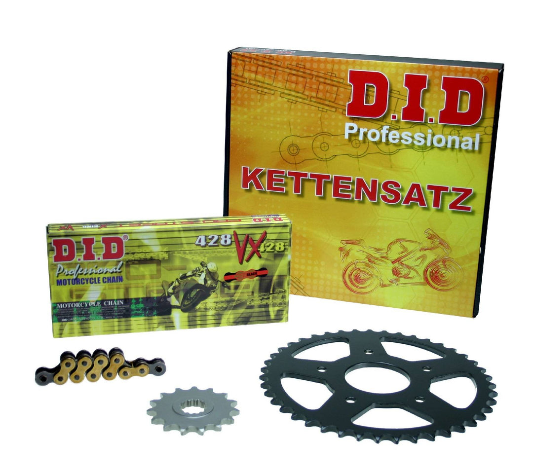 Kettensatz/Kettenkit GZ 125 Marauder, 1998-2011, Typ AP, DID X-Ring (VX gold&black) extra verstärkt
