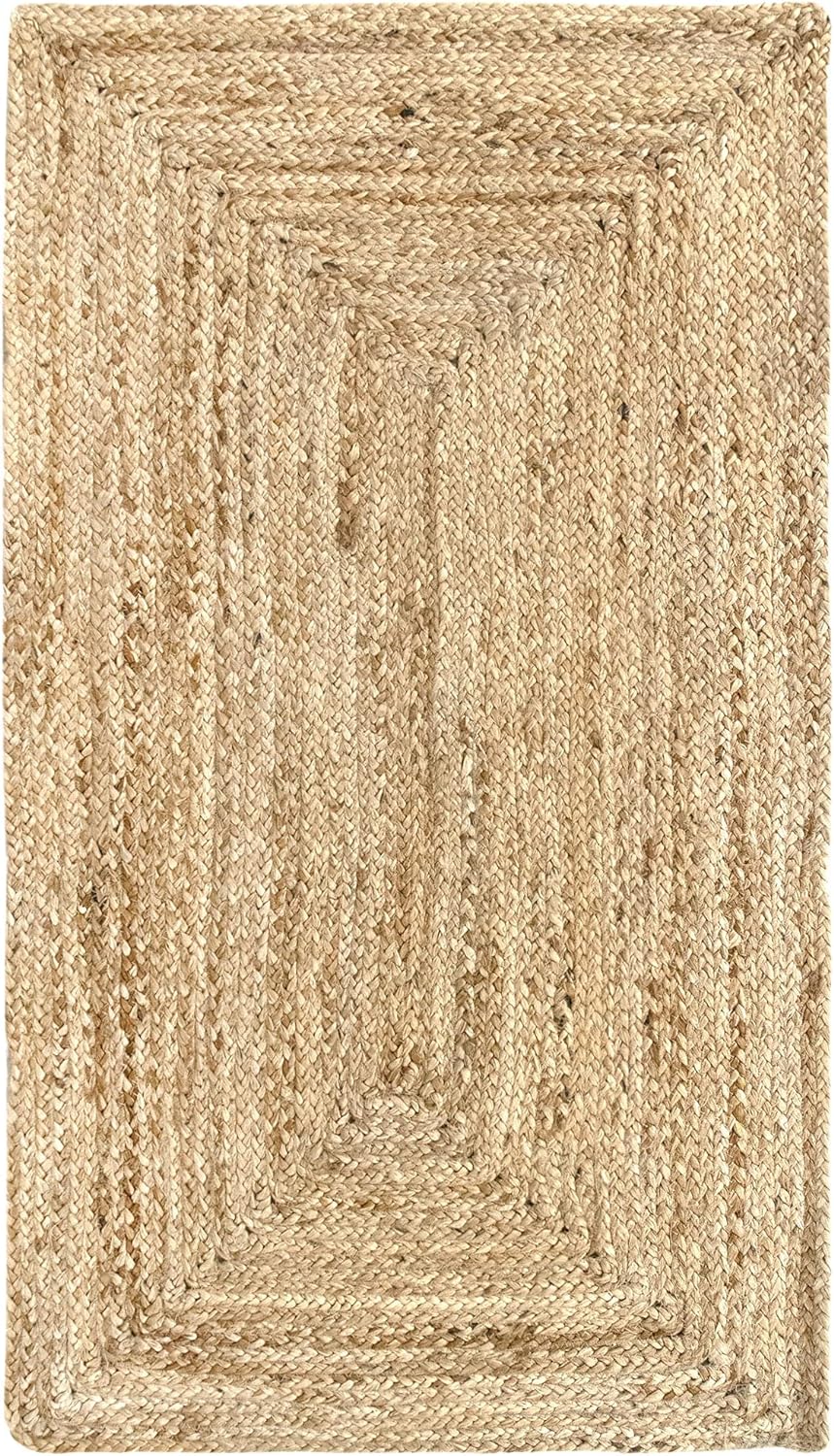 HAMID Jute Teppich, Alhambra Teppich Handgewebt 100% Naturfaser de Jute, Wohnzimmer, Schlafzimmer, F