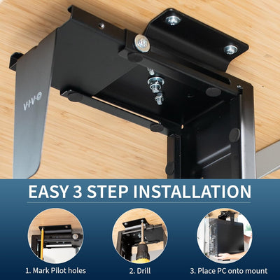 VIVO MOUNT-PC01 Verstellbare PC-Halterung für Schreibtisch und Wand, Computergehäuse-Halterung mit D