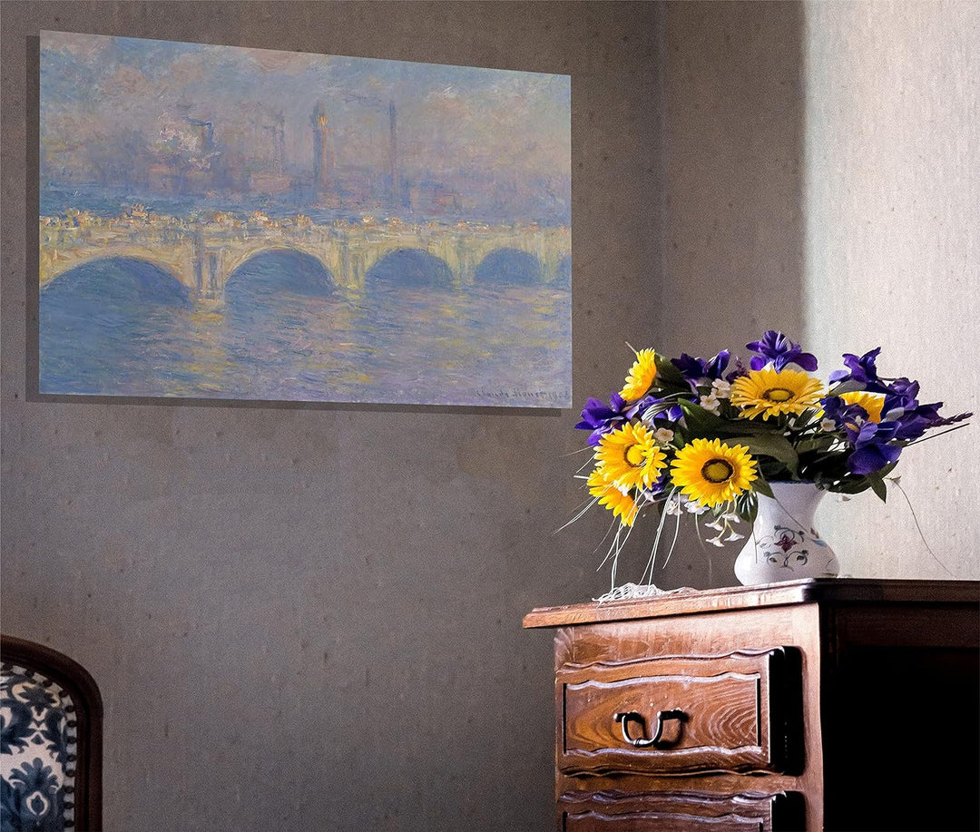 Waterloo Bridge in London von Claude Monet Leinwandbilder, gerahmt, 86 x 61 cm