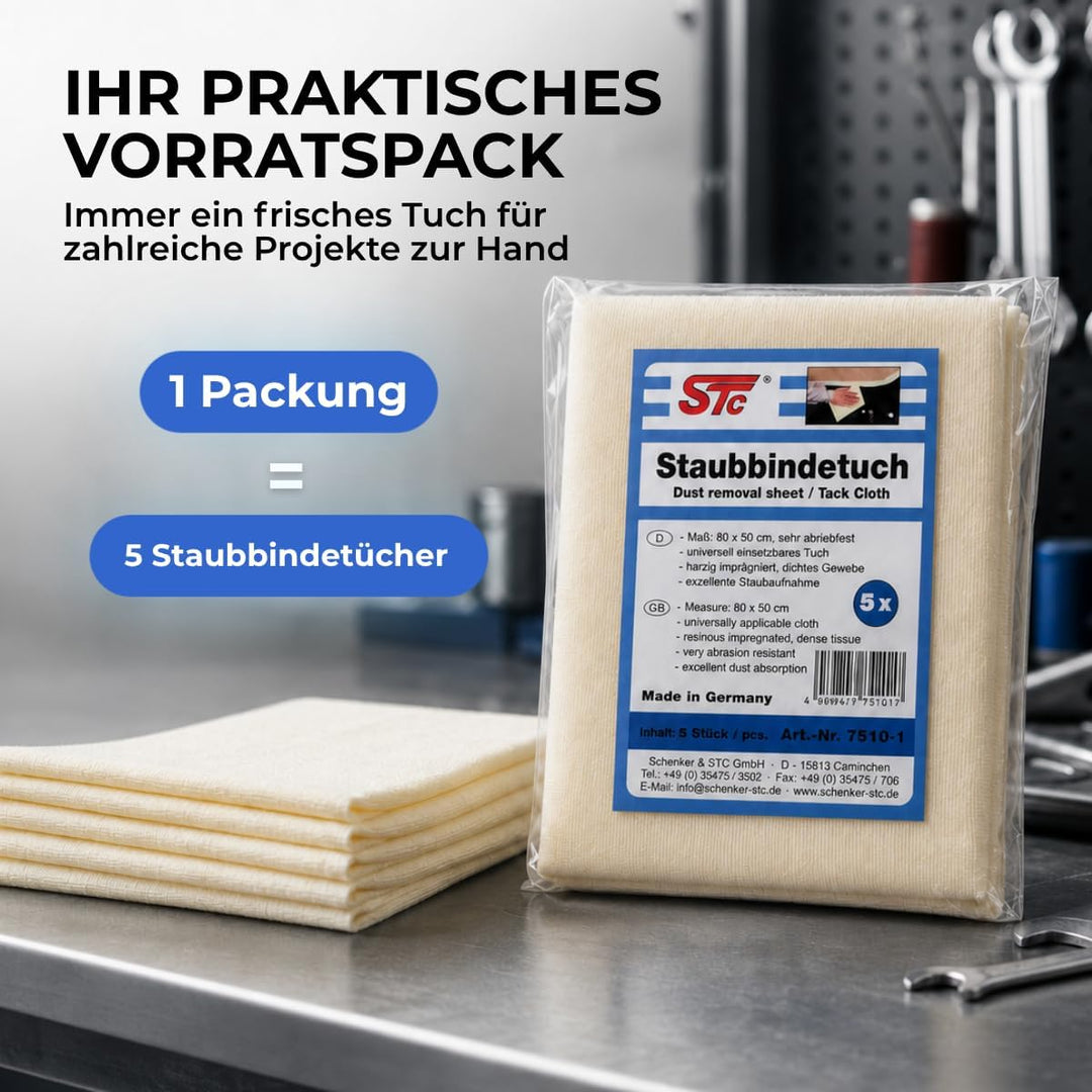 STC Staubbindetuch 10 x 5er Pack (50 Stück) – hochwertiges Honigtuch für Lackierarbeiten – Staubtuch