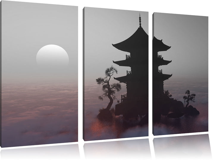 Pixxprint Buddhistischer Tempel in Asien als Leinwandbild/Grösse: 3 Teilig (120x80 cm) cm/Wandbild/K
