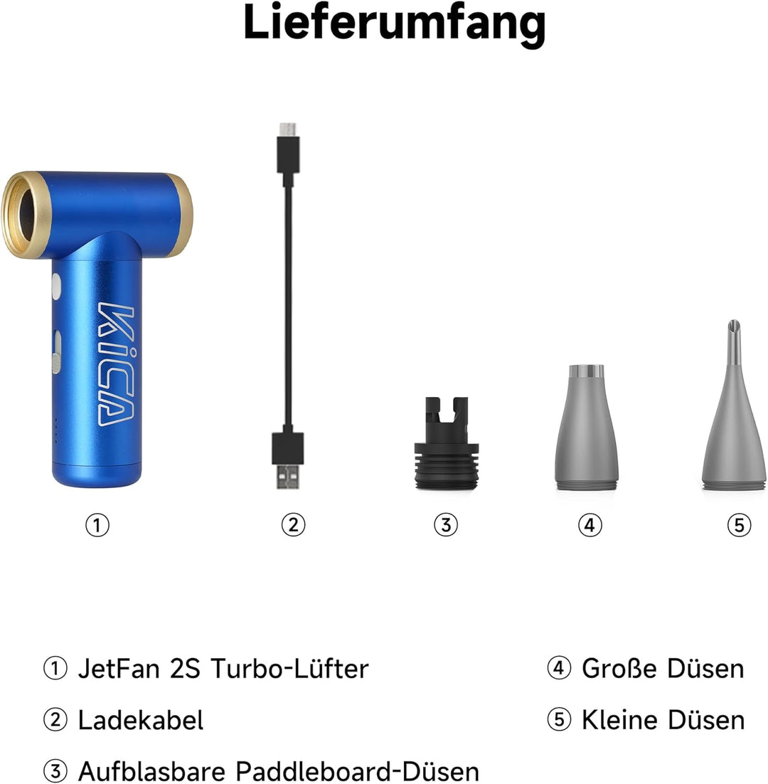 Kica JetFan 2S Elektrische Staubgebläse aus Metall – 117000 U/min, Mini Air Duster mit Stufenloser R