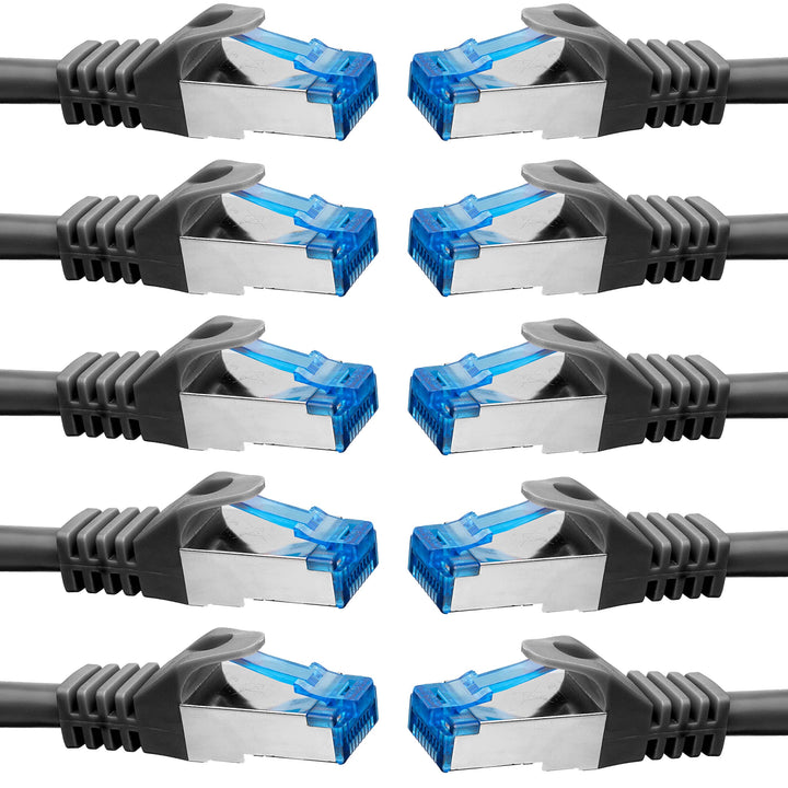 BIGtec - 10 Stück - 5m CAT.7 Gigabit Patchkabel Netzwerkkabel schwarz Kupferkabel Patch Ethernt LAN
