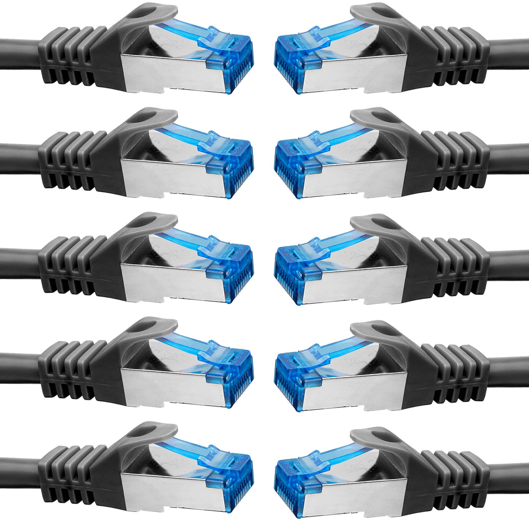 BIGtec - 10 Stück - 15m CAT.7 Gigabit Patchkabel Netzwerkkabel schwarz Kupferkabel Patch Ethernt LAN