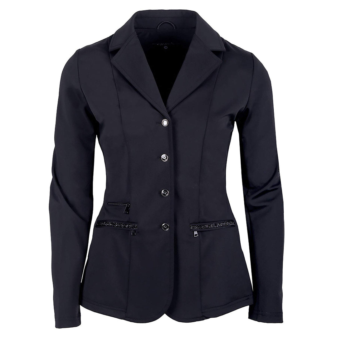 QHP Damen Turniersakko Turnierjacket Juliet Stretchgewebe Glitzerband 44 Schwarz, 44 Schwarz