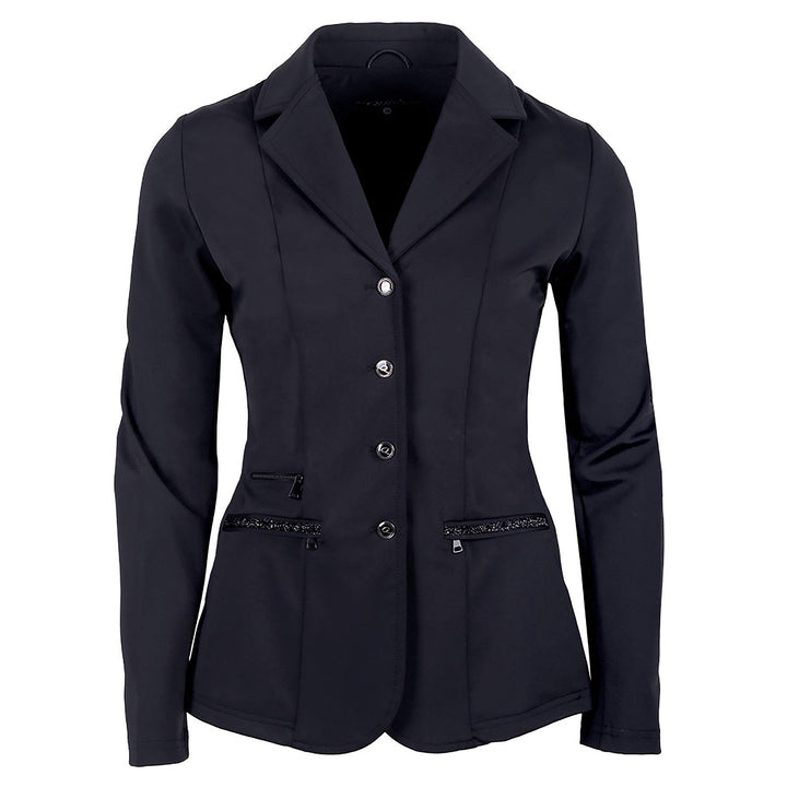 QHP Damen Turniersakko Turnierjacket Juliet Stretchgewebe Glitzerband 44 Schwarz, 44 Schwarz