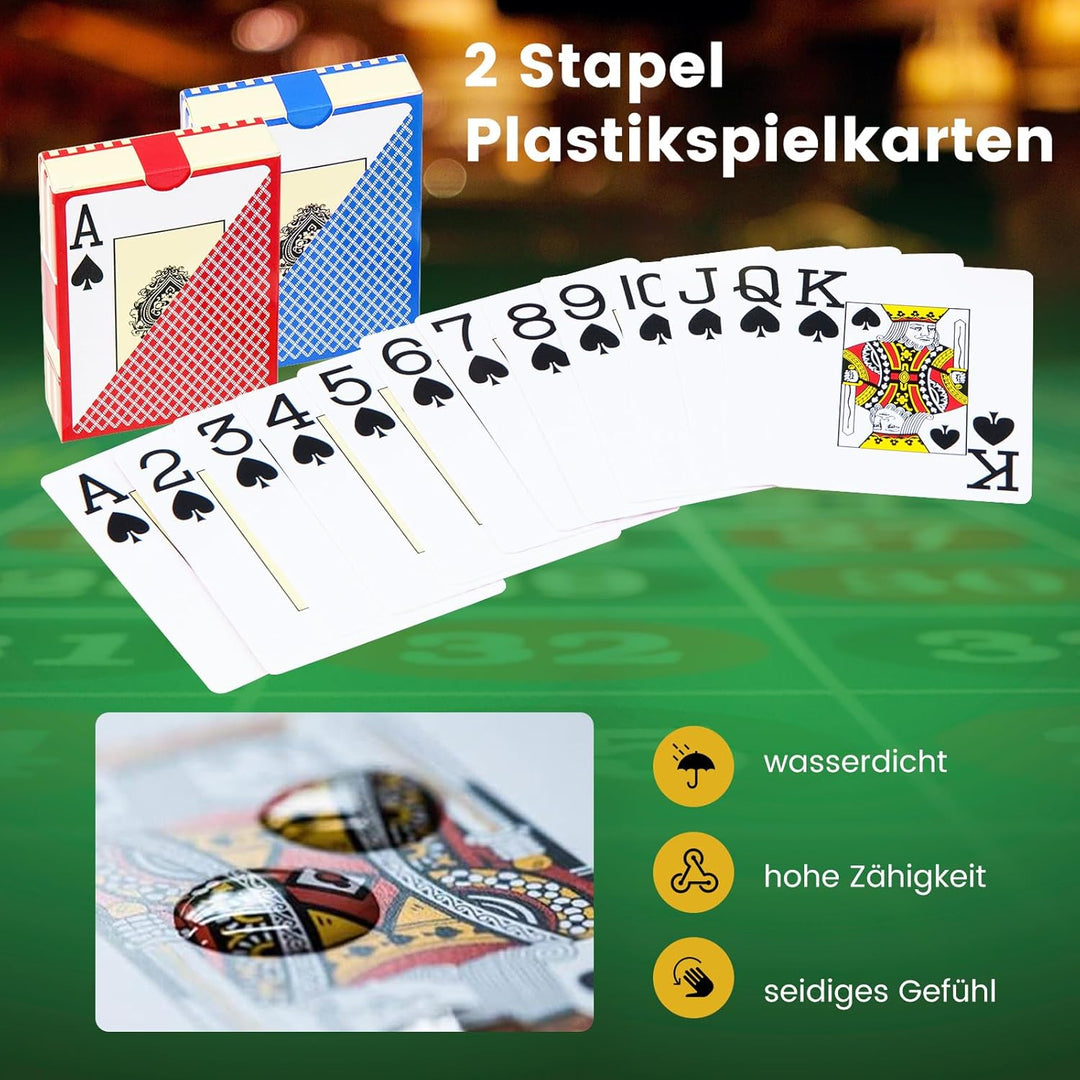 DREAMADE Aluminium Pokerkoffer mit 500 nummerierten Laser Poker Chips/ 2 Pokerkarten Set/ 5 Würfel/