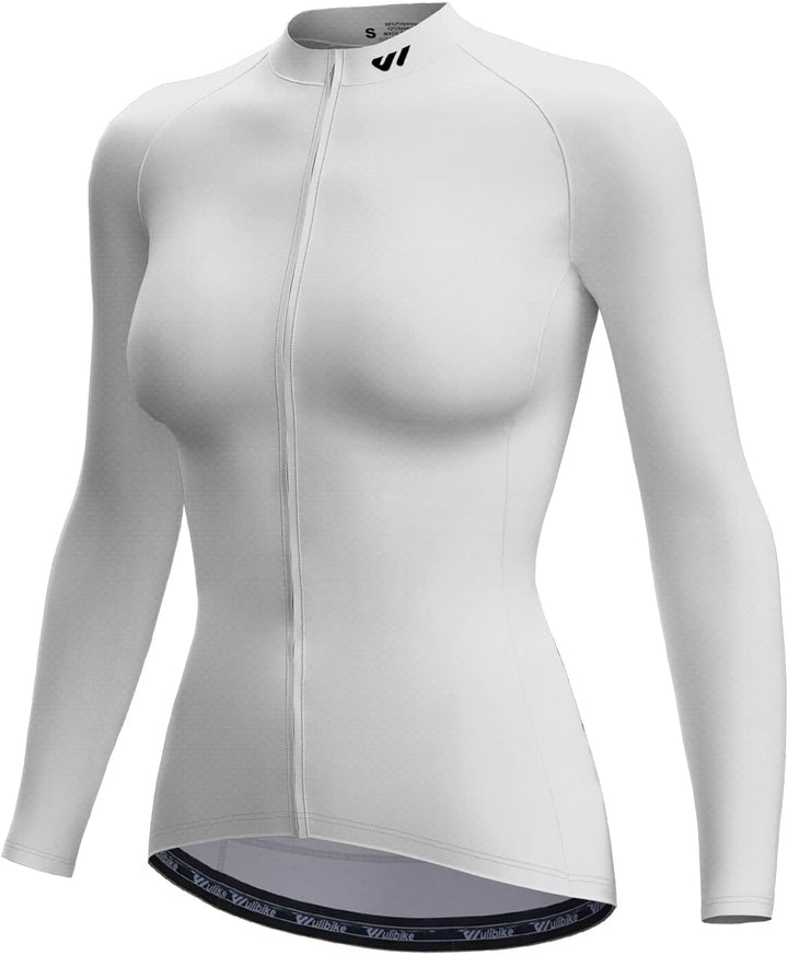 Wulibike Damen Radtrikot,Fahrradtrikot Damen Langarm Atmungsaktiv Rennrad Trikot Damen mit 3 Rückent