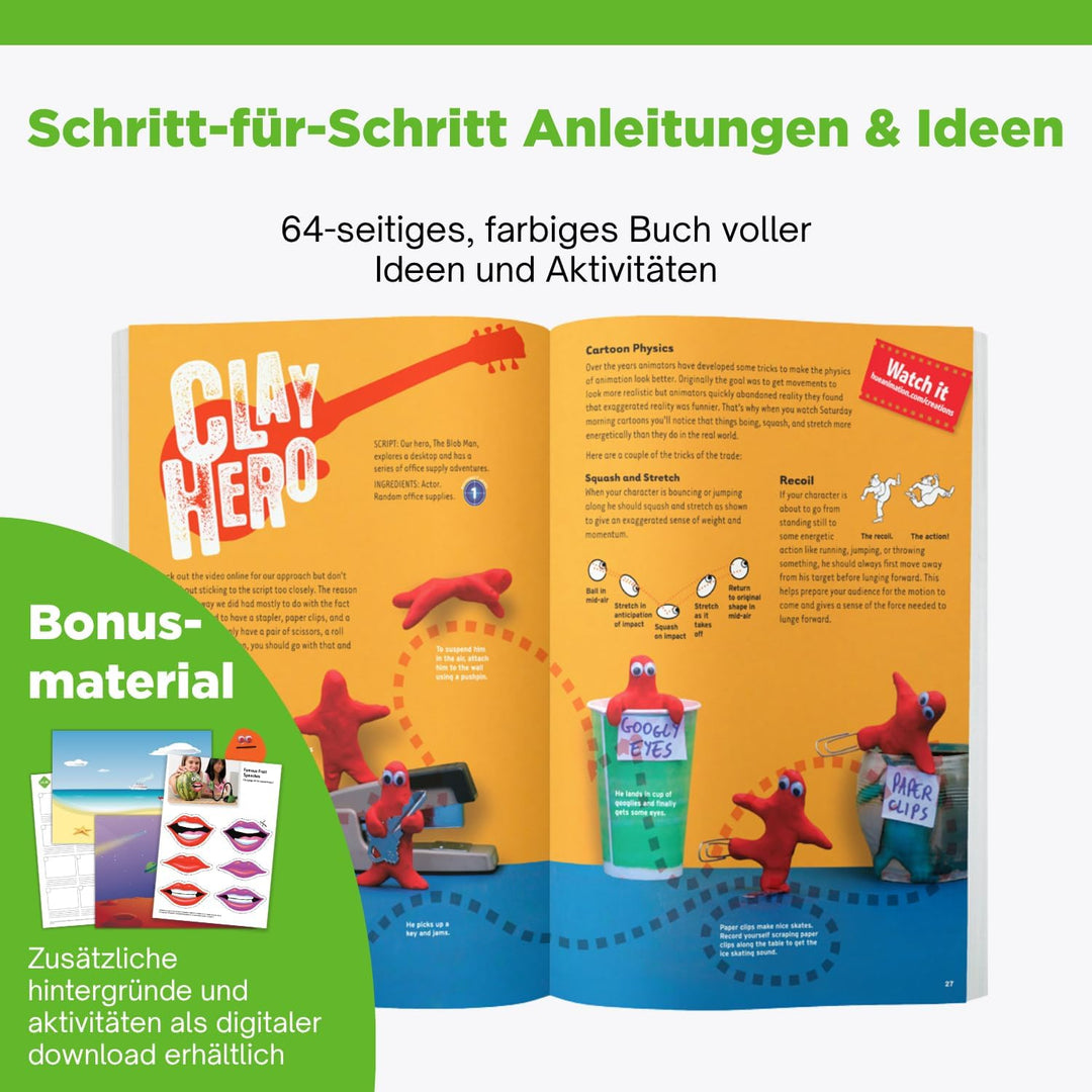 HUE Animation Studio: komplettes Stop Motion Kit (Full HD 1080p flexible Kamera, Software, Buch) für
