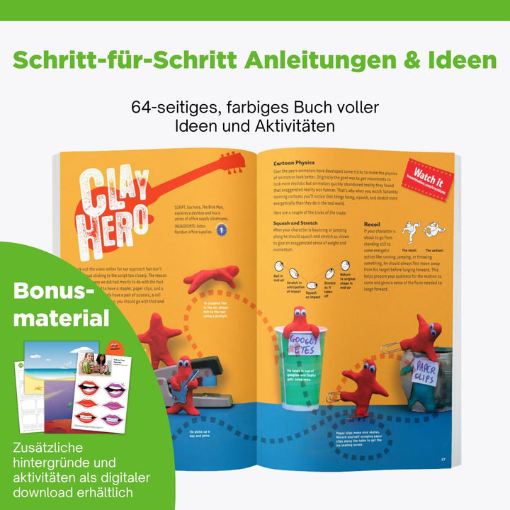 HUE Animation Studio: komplettes Stop Motion Kit (Full HD 1080p flexible Kamera, Software, Buch) für