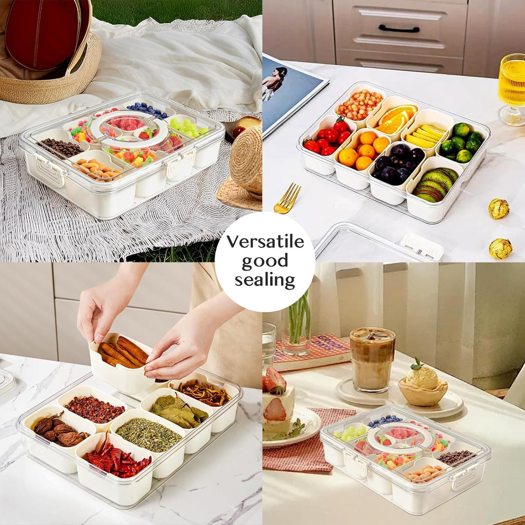 2 Stück Snackbox mit 8 Fächern,Tragbar Snackbox Organizer,Snackdose Organizer,Snack Aufbewahrungsbox