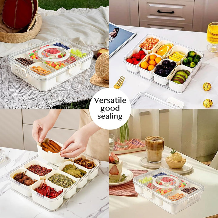 2 Stück Snackbox mit 8 Fächern,Tragbar Snackbox Organizer,Snackdose Organizer,Snack Aufbewahrungsbox
