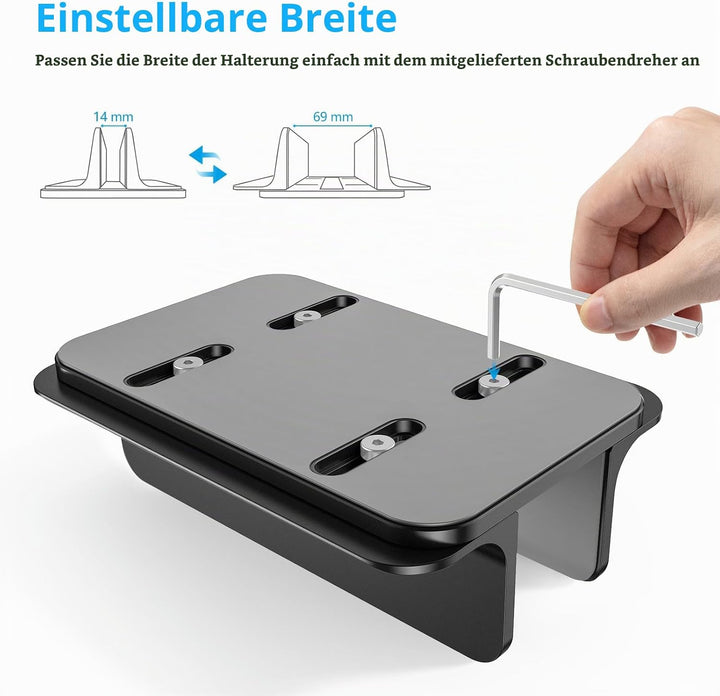 OMOTON Vertikal Verstellbarer Laptop Ständer, Notebook Ständer aus Aluminium, Laptop Halterung für M